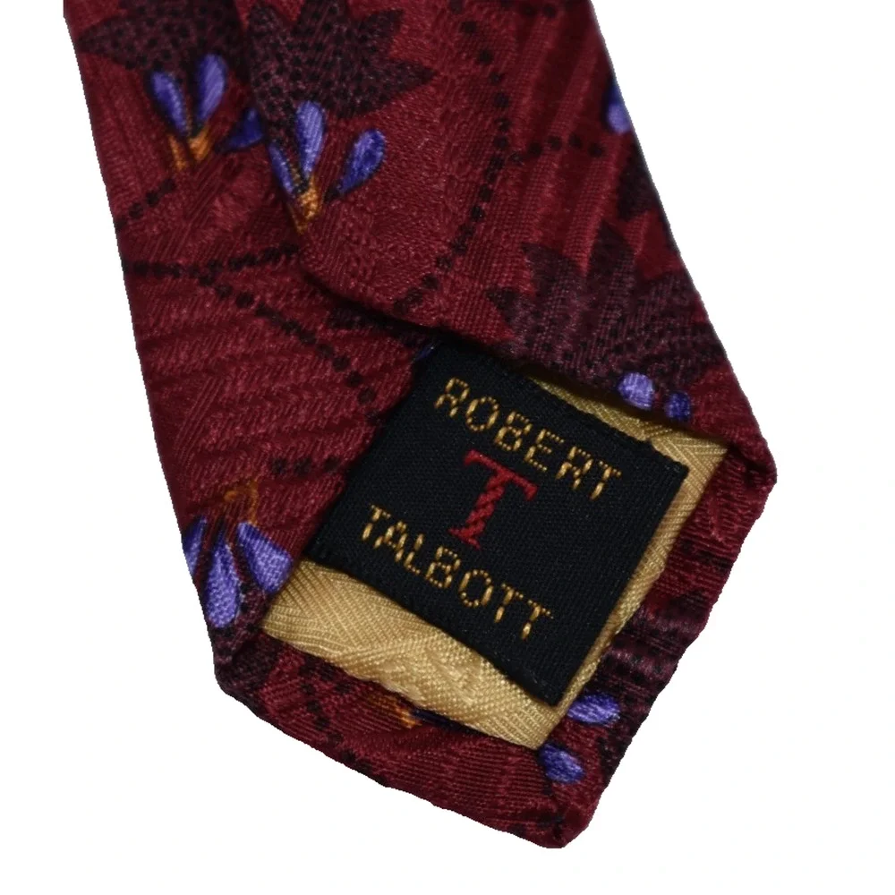 ROBERT TALBOTT Silk Necktie Neck Tie Red Floral Best Of Class 57.5” X 4” USA